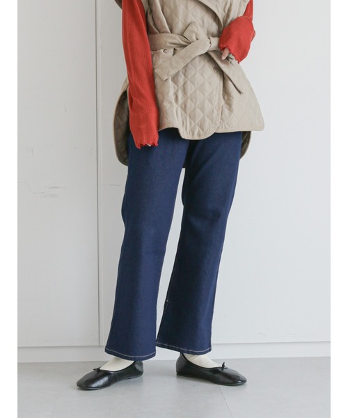 ehka sopo（エヘカソポ）の「裾スリットデニムパンツ（その他パンツ・レディース・ブラック/ネイビー/サックスブルー・ﾌﾘ-）」の3枚目の写真