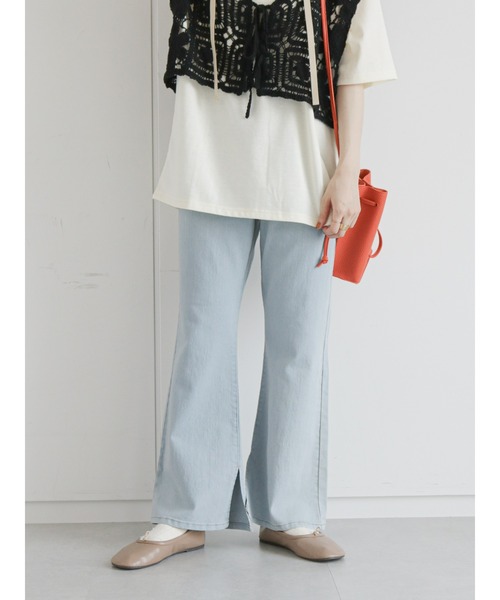 ehka sopo（エヘカソポ）の「裾スリットデニムパンツ（その他パンツ・レディース・ブラック/ネイビー/サックスブルー・ﾌﾘ-）」の6枚目の写真