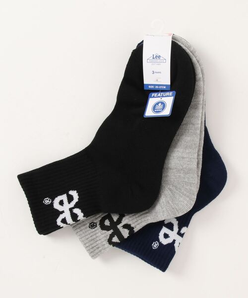 Lee（リー）の「【Lee/リー】アンクル ロゴ クォーター ソックス 靴下　3足組（ソックス/靴下・メンズ・その他・23cm/25cm）」の2枚目の写真