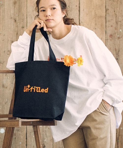 UN-FILLED（アンフィルド）の「mko10830-Juice Logo stitched Tote Bag トートバッグ（トートバッグ・メンズ・ブラック/ブラウン/ナチュラル/カーキ・FREE）」の2枚目の写真