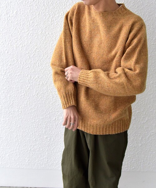 Harley of Scotland（ハーレーオブスコットランド）の「【SHIPS any別注】Harley of Scotland: シェトランドウール ネップ セーター（ニット/セーター・メンズ・ライトグレー/ネイビー/イエロー/ブルー/グリーン・40/38/42/36）」の5枚目の写真