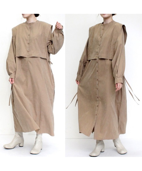 STYLEBLOCK(スタイルブロック)の「ピーチ2WAYレイヤード風ワンピース(ワンピース・レディース・ブラック/モカ/ライトベージュ・M)」の6枚目の写真