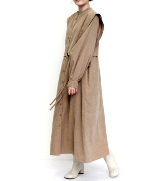 STYLEBLOCK(スタイルブロック)の「ピーチ2WAYレイヤード風ワンピース(ワンピース・レディース・ブラック/モカ/ライトベージュ・M)」の7枚目の写真