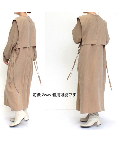 STYLEBLOCK(スタイルブロック)の「ピーチ2WAYレイヤード風ワンピース(ワンピース・レディース・ブラック/モカ/ライトベージュ・M)」の8枚目の写真