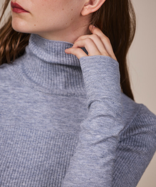 ReNorm（リノーム）の「リブ切替タートルネックニット（ニット/セーター・レディース・ライトグレー/ブラック/オフホワイト・フリー）」の22枚目の写真