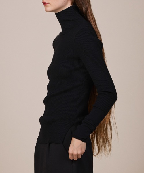 ReNorm（リノーム）の「リブ切替タートルネックニット（ニット/セーター・レディース・ライトグレー/ブラック/オフホワイト・フリー）」の3枚目の写真