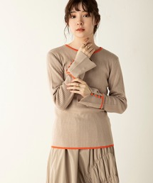 【Re Basic】パイピング袖スリットニット