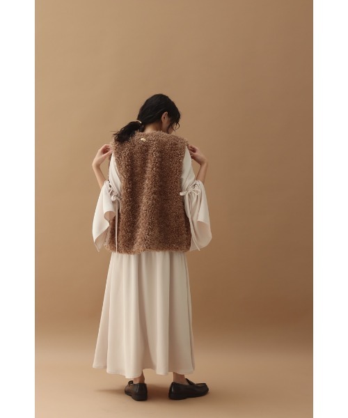 muguet（ミュゲ）の「volume lose fur vest（ダウンベスト・レディース・ブラウン/アイボリー・FREE）」の19枚目の写真