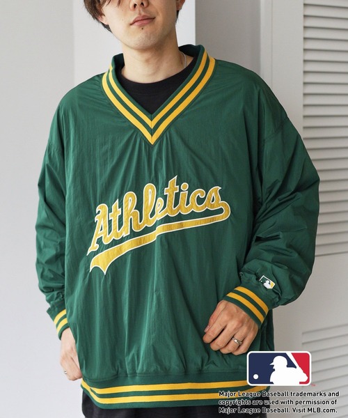 MLB（メジャーリーグベースボール）の「【MLB】Vネックナイロンプル