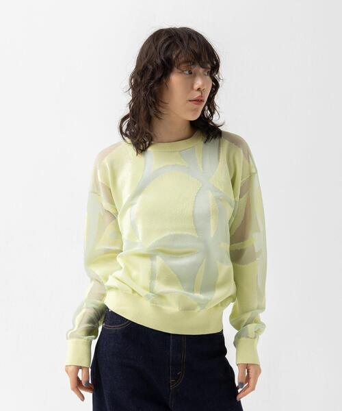 CITEN（シテン）の「＜CITEN＞キルトモチーフ オパール ニット（ニット/セーター・レディース・ライム/ブラック・FREE）」の5枚目の写真