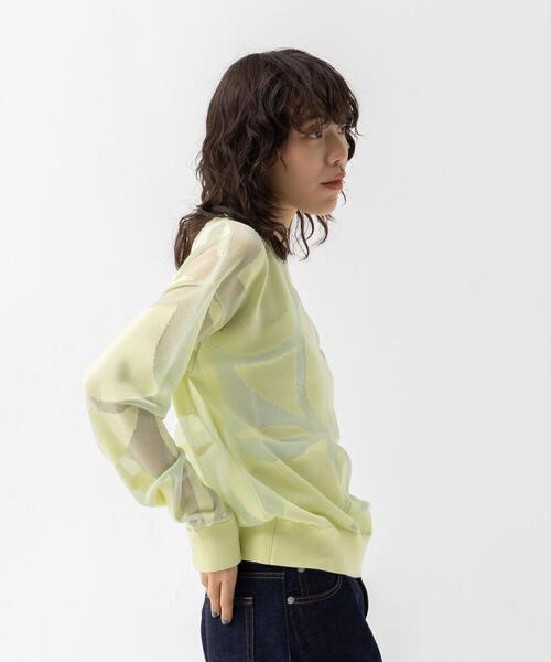 CITEN（シテン）の「＜CITEN＞キルトモチーフ オパール ニット（ニット/セーター・レディース・ライム/ブラック・FREE）」の9枚目の写真