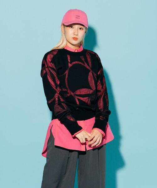 CITEN（シテン）の「＜CITEN＞キルトモチーフ オパール ニット（ニット/セーター・レディース・ライム/ブラック・FREE）」の3枚目の写真