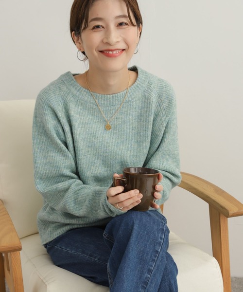 URBAN RESEARCH DOORS（アーバンリサーチドアーズ）の「畦編ファンシーカラーKNIT（ニット/セーター・レディース・ミント/パープル/グレー・MEDIUM）」の2枚目の写真