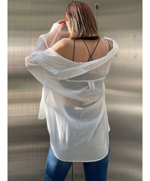 GYDA（ジェイダ）の「SHEER LOOSEシャツ（シャツ/ブラウス・レディース・オフホワイト/ブルー/その他1・FREE）」の5枚目の写真