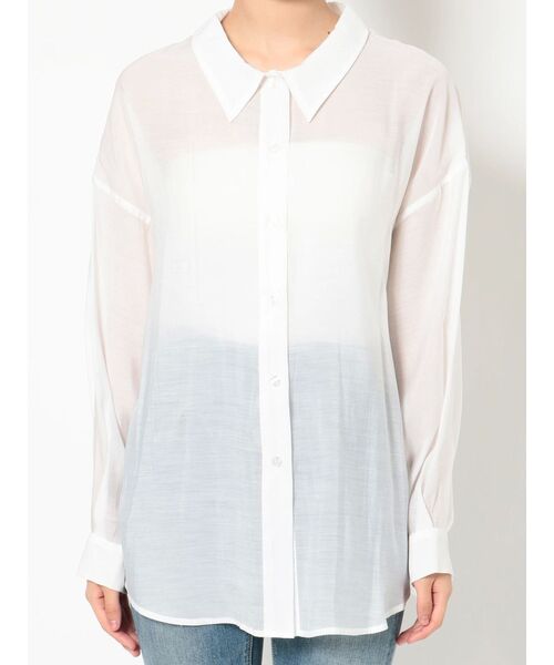 GYDA（ジェイダ）の「SHEER LOOSEシャツ（シャツ/ブラウス・レディース・オフホワイト/ブルー/その他1・FREE）」の9枚目の写真