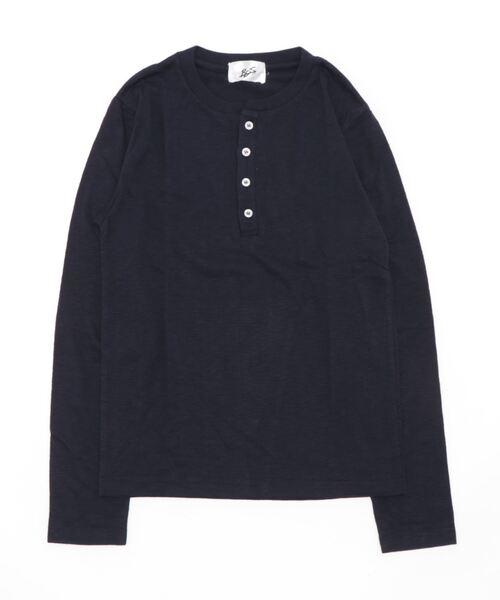 VIBGYOR（ヴィブジョー）の「スラブヘンリーネックT(BL)（Tシャツ/カットソー・メンズ・グレー/ブラック/ライトピンク/ネイビー/ホワイト/カーキ・MEDIUM/X-LARGE/LARGE）」の5枚目の写真