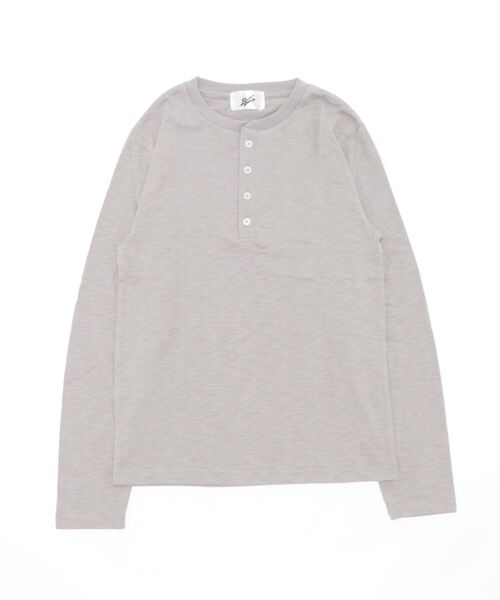 VIBGYOR（ヴィブジョー）の「スラブヘンリーネックT(BL)（Tシャツ/カットソー・メンズ・グレー/ブラック/ライトピンク/ネイビー/ホワイト/カーキ・MEDIUM/X-LARGE/LARGE）」の4枚目の写真