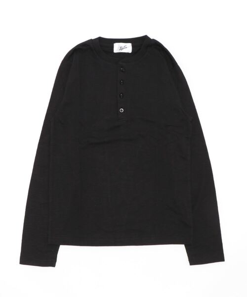 VIBGYOR（ヴィブジョー）の「スラブヘンリーネックT(BL)（Tシャツ/カットソー・メンズ・グレー/ブラック/ライトピンク/ネイビー/ホワイト/カーキ・MEDIUM/X-LARGE/LARGE）」の3枚目の写真