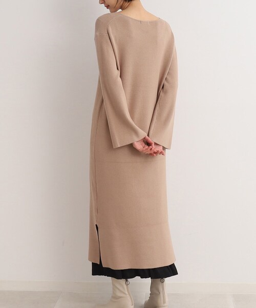 DRESKIP（ドレスキップ）の「◇Vネック畦編みロングニットワンピース