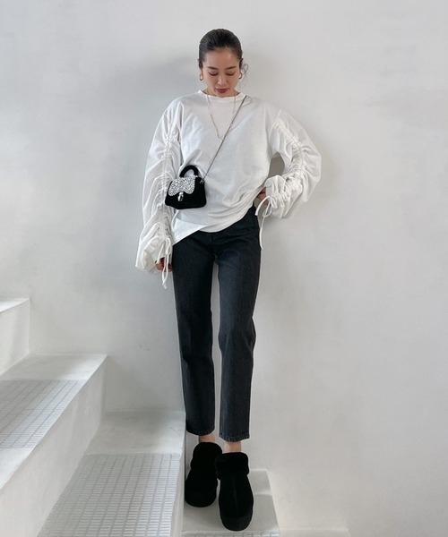 Vicente（ヴィセンテ）の「Squeeze cut tops（Tシャツ/カットソー・レディース・ブラック/ホワイト・FREE）」の7枚目の写真