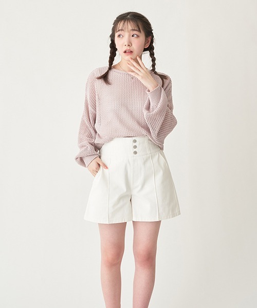 LOVETOXIC（ラブトキシック）の「ハイウェスト前釦ショートパンツ（その他パンツ・キッズ・ブラック/オフホワイト/ブルー・L/M/S/SS）」の12枚目の写真