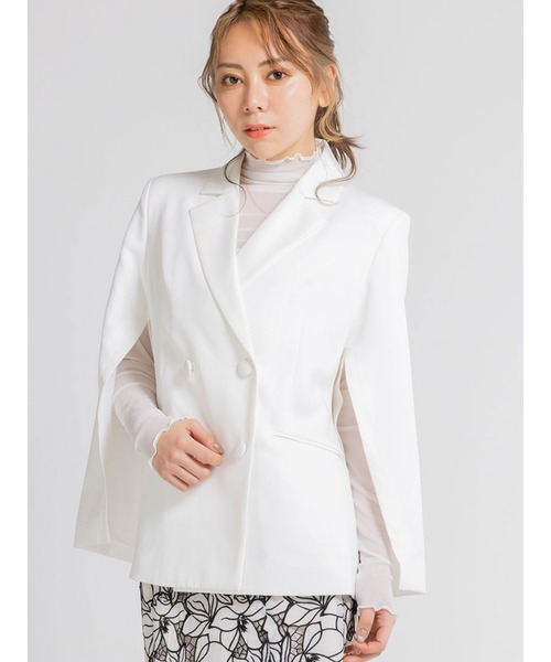 DURAS(デュラス)の「ダブルボタンケープジャケット(テーラードジャケット・レディース・ピンク/ブラック/ホワイト・FREE)」の5枚目の写真