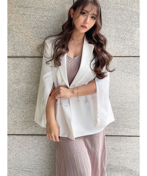 DURAS(デュラス)の「ダブルボタンケープジャケット(テーラードジャケット・レディース・ピンク/ブラック/ホワイト・FREE)」の7枚目の写真