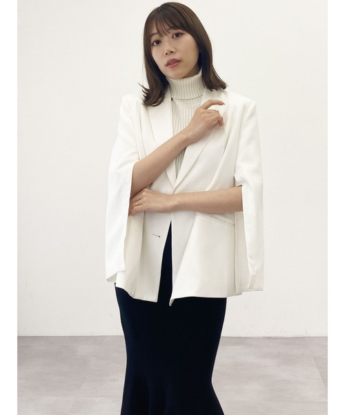 DURAS(デュラス)の「ダブルボタンケープジャケット(テーラードジャケット・レディース・ピンク/ブラック/ホワイト・FREE)」の8枚目の写真