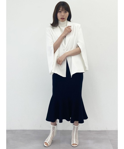 DURAS(デュラス)の「ダブルボタンケープジャケット(テーラードジャケット・レディース・ピンク/ブラック/ホワイト・FREE)」の10枚目の写真