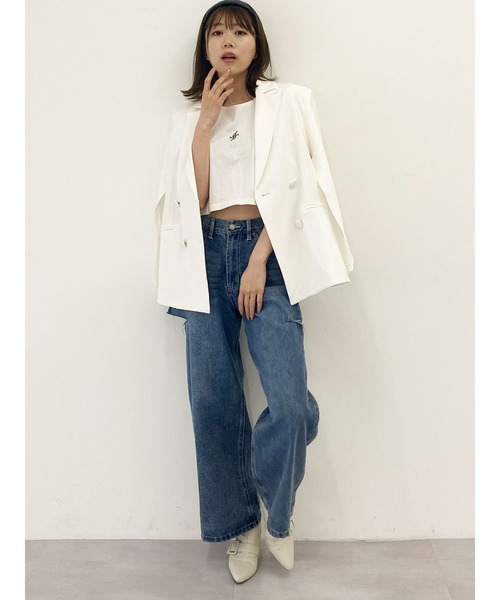 DURAS(デュラス)の「ダブルボタンケープジャケット(テーラードジャケット・レディース・ピンク/ブラック/ホワイト・FREE)」の14枚目の写真