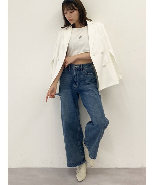 DURAS(デュラス)の「ダブルボタンケープジャケット(テーラードジャケット・レディース・ピンク/ブラック/ホワイト・FREE)」の15枚目の写真