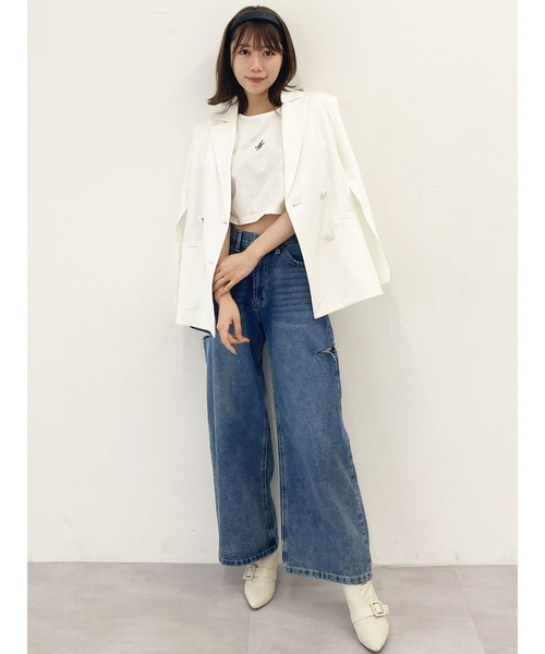 DURAS(デュラス)の「ダブルボタンケープジャケット(テーラードジャケット・レディース・ピンク/ブラック/ホワイト・FREE)」の16枚目の写真