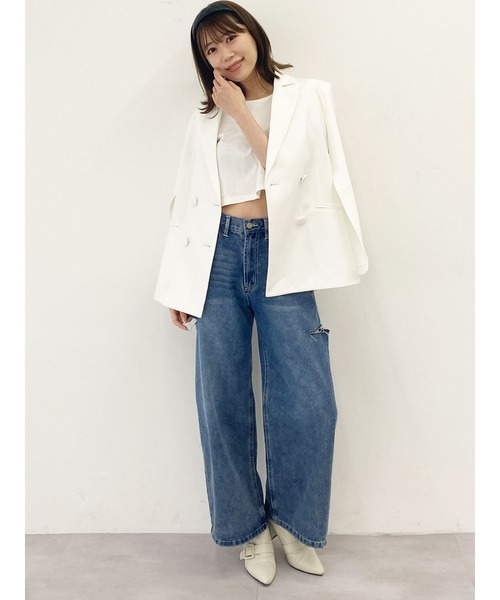 DURAS(デュラス)の「ダブルボタンケープジャケット(テーラードジャケット・レディース・ピンク/ブラック/ホワイト・FREE)」の18枚目の写真