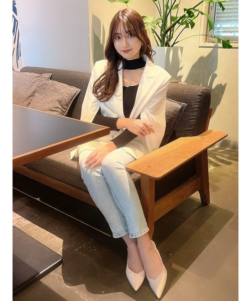 DURAS(デュラス)の「ダブルボタンケープジャケット(テーラードジャケット・レディース・ピンク/ブラック/ホワイト・FREE)」の20枚目の写真