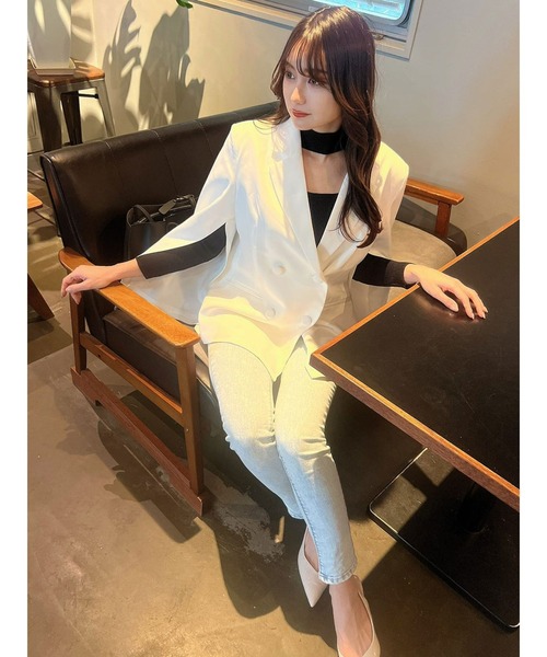 DURAS(デュラス)の「ダブルボタンケープジャケット(テーラードジャケット・レディース・ピンク/ブラック/ホワイト・FREE)」の22枚目の写真