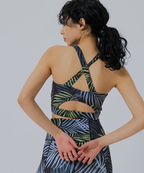 NERGY（ナージー）の「【UV】CREORAリーフ柄ブラトップ（スポーツブラ・レディース・ブラック/ブルー・L/M/S）」の2枚目の写真