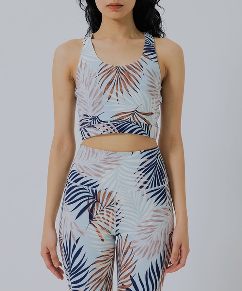 NERGY（ナージー）の「【UV】CREORAリーフ柄ブラトップ（スポーツブラ・レディース・ブラック/ブルー・L/M/S）」の3枚目の写真