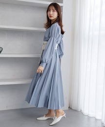 カシュクールプリーツシャツワンピース