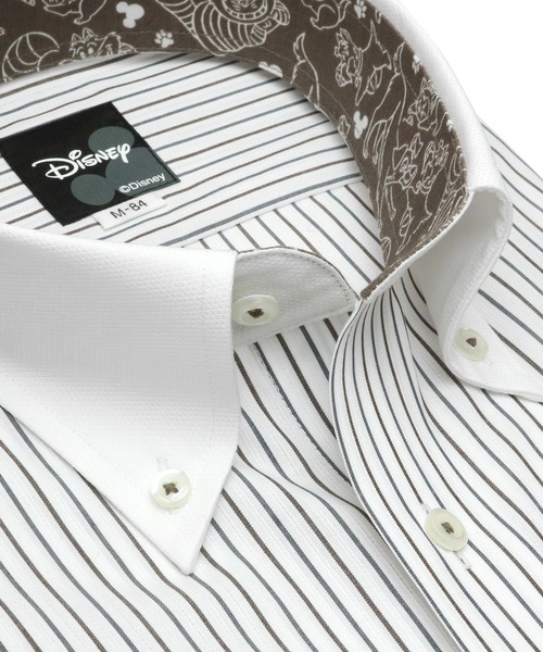 Disney（ディズニー）の「【Disney ディズニー】形態安定ノーアイロン クレリックボタンダウン 長袖ビジネスワイシャツ（ビジネスシャツ・メンズ・ライトブラウン・首回り37cm-裄丈80cm/首回り39cm-裄丈80cm/首回り39cm-裄丈84cm/首回り41cm-裄丈82cm/首回り41cm-裄丈86cm/首回り42cm-裄丈82cm/首回り42cm-裄丈86cm/首回り43cm-裄丈82cm/首回り43cm-裄丈86cm/首回り37cm-裄丈84cm）」の2枚目の写真