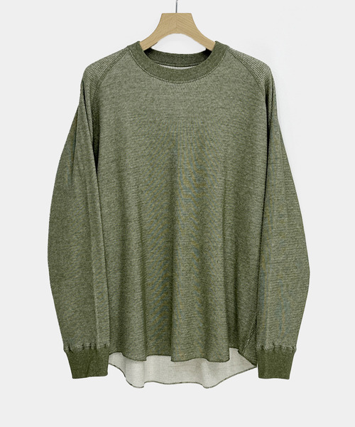 KIIT（キート）の「KIIT キート / L/SLEEVE CUT&SEWN ロングスリーブカットソー トレーナー / KIP-T99-004（Tシャツ/カットソー・メンズ・オリーブ/ミックスグレー/コーラルピンク・2/3/1）」の4枚目の写真