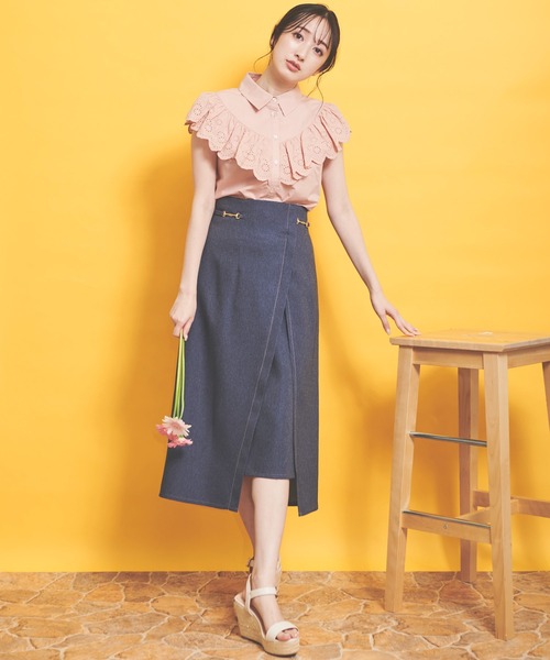 NOELA(ノエラ)の「ビット付スリットタイトスカート(スカート・レディース・ベージュ/ピンク/ダークインディゴブルー・S/M)」の8枚目の写真