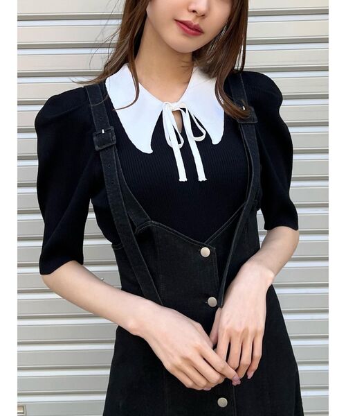 EATME（イートミー）の「バイカラータックスリーブニットTOP（ニット/セーター・レディース・グレー/ブラック/ベージュ・FREE）」の10枚目の写真