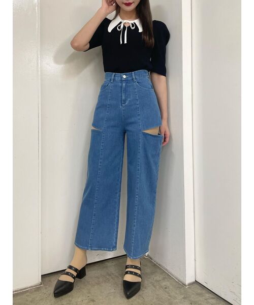EATME（イートミー）の「バイカラータックスリーブニットTOP（ニット/セーター・レディース・グレー/ブラック/ベージュ・FREE）」の18枚目の写真