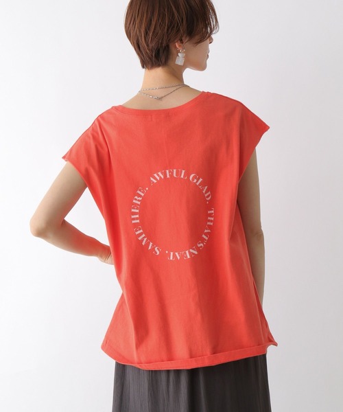 LEPSIM(レプシィム)の「ヴィンテージライクロゴフレンチスリーブ 197342(Tシャツ/カットソー・レディース・ブルー/チャコールグレー/オフホワイト/イエロー/オレンジ・FREE)」の5枚目の写真