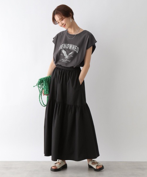 LEPSIM(レプシィム)の「ヴィンテージライクロゴフレンチスリーブ 197342(Tシャツ/カットソー・レディース・ブルー/チャコールグレー/オフホワイト/イエロー/オレンジ・FREE)」の20枚目の写真