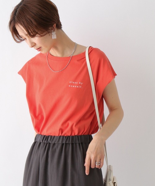 LEPSIM(レプシィム)の「ヴィンテージライクロゴフレンチスリーブ 197342(Tシャツ/カットソー・レディース・ブルー/チャコールグレー/オフホワイト/イエロー/オレンジ・FREE)」の13枚目の写真