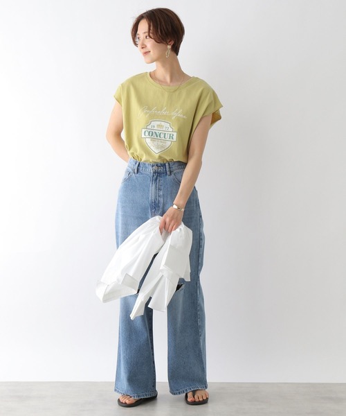 LEPSIM(レプシィム)の「ヴィンテージライクロゴフレンチスリーブ 197342(Tシャツ/カットソー・レディース・ブルー/チャコールグレー/オフホワイト/イエロー/オレンジ・FREE)」の7枚目の写真