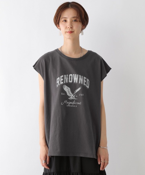 LEPSIM(レプシィム)の「ヴィンテージライクロゴフレンチスリーブ 197342(Tシャツ/カットソー・レディース・ブルー/チャコールグレー/オフホワイト/イエロー/オレンジ・FREE)」の18枚目の写真