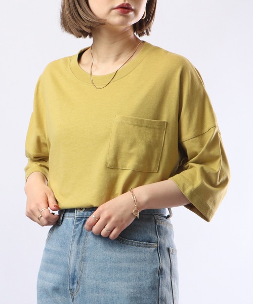 FUNALIVE(ファンアライブ)の「PAGE ONE TC天竺接触冷感ポケット半袖PO(Tシャツ/カットソー・レディース・ベージュ/イエロー/ピンク/オフホワイト/ブラック・M-L)」の15枚目の写真