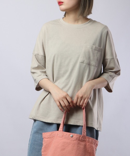 FUNALIVE(ファンアライブ)の「PAGE ONE TC天竺接触冷感ポケット半袖PO(Tシャツ/カットソー・レディース・ベージュ/イエロー/ピンク/オフホワイト/ブラック・M-L)」の12枚目の写真